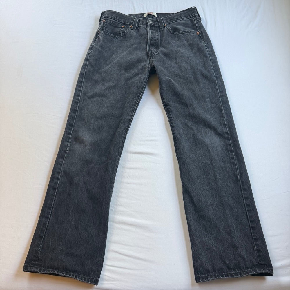 Levi's 501 Straight Leg Jeans Mens 30x30 (Tag 31x32) Black Button Fly Denim